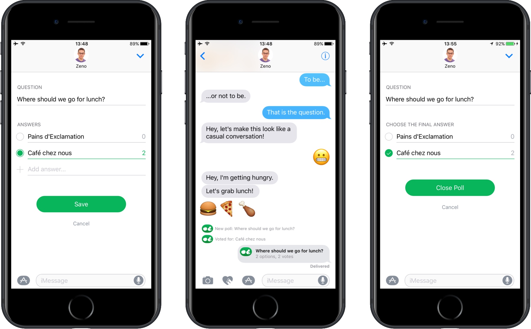 Screenshots of the Choose iOS app