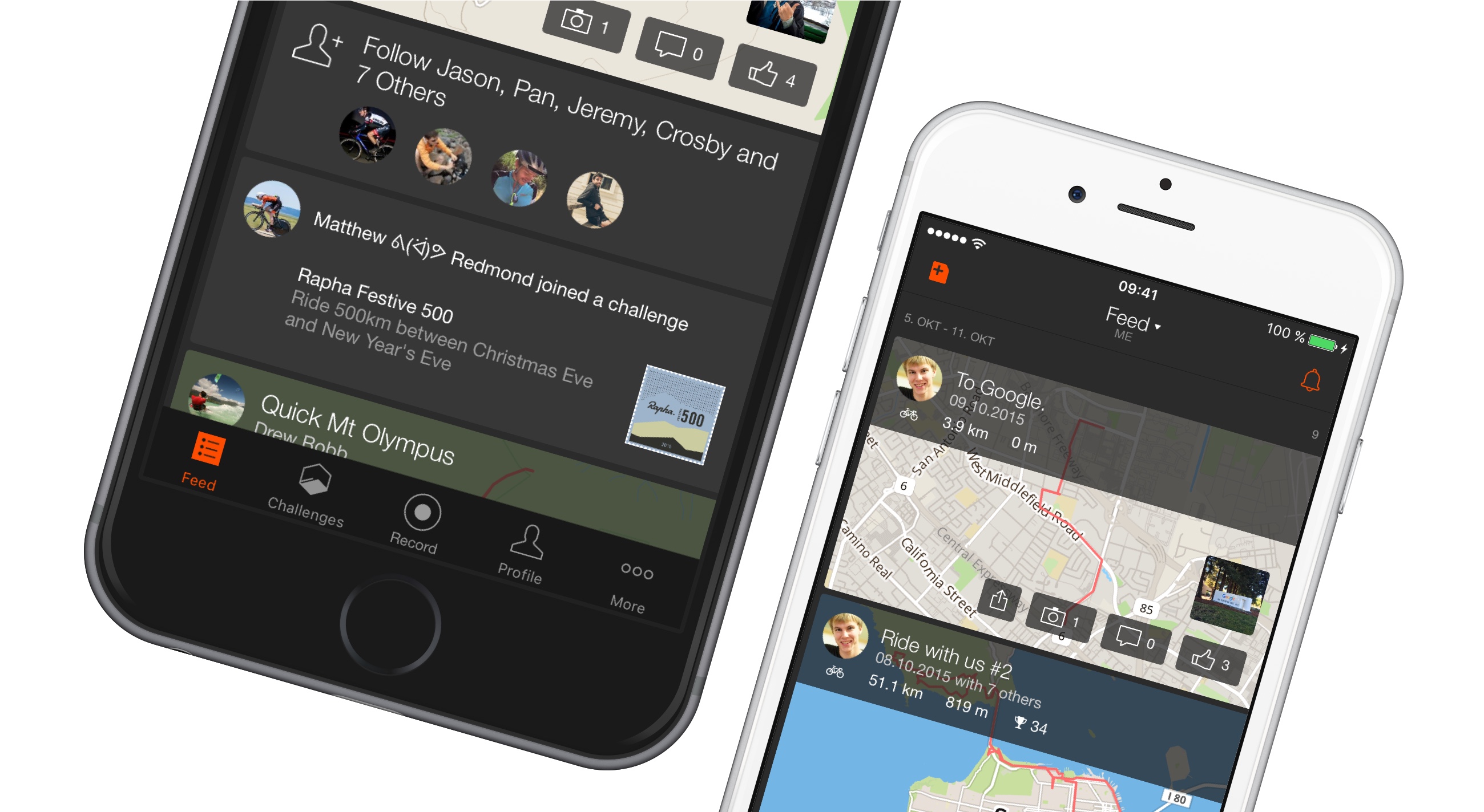 Screenshots of the Strava iOS app